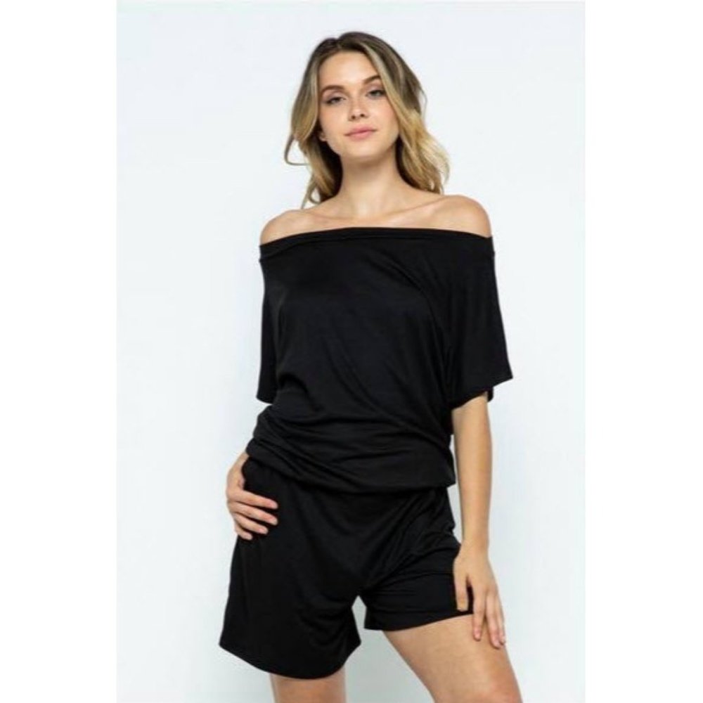 Eldridge Off The Shoulder Pocket Romper Plus Size
